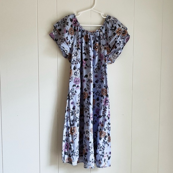 Copper Key Girls Floral Blue Double Short Sleeve Summer Rayon Maxi Dress… - Picture 2 of 7